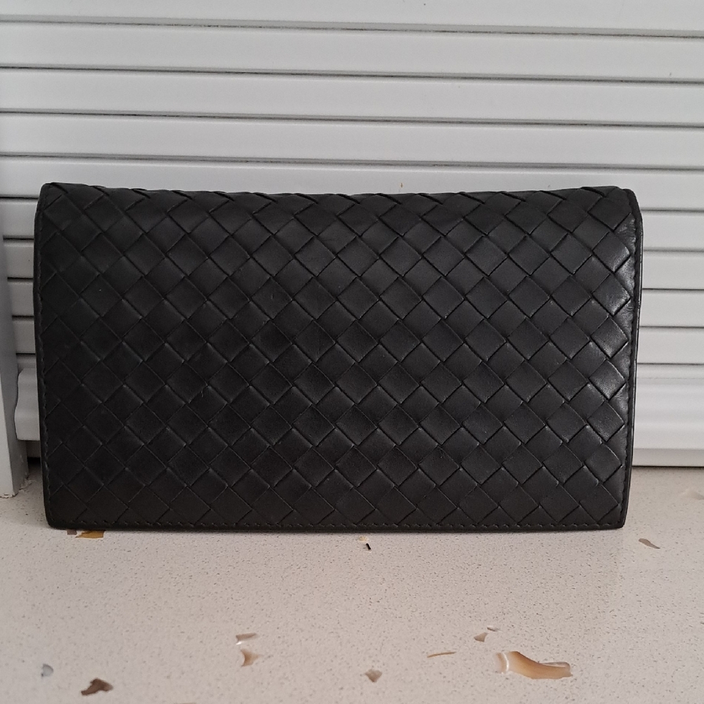 Bottega Veneta Black Intrecciato Leather Wallet
